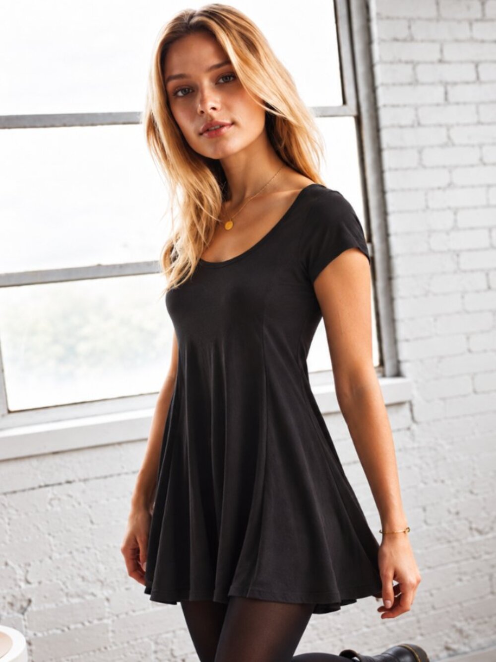 American Eagle Silky Soft Skater Mini Dress in Charcoal Size Medium